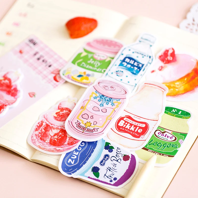 

Creative Strawberry Milk Drinks Stationery Notes Planner Stickers Diary Sticky Memo Notepad School Office Paper