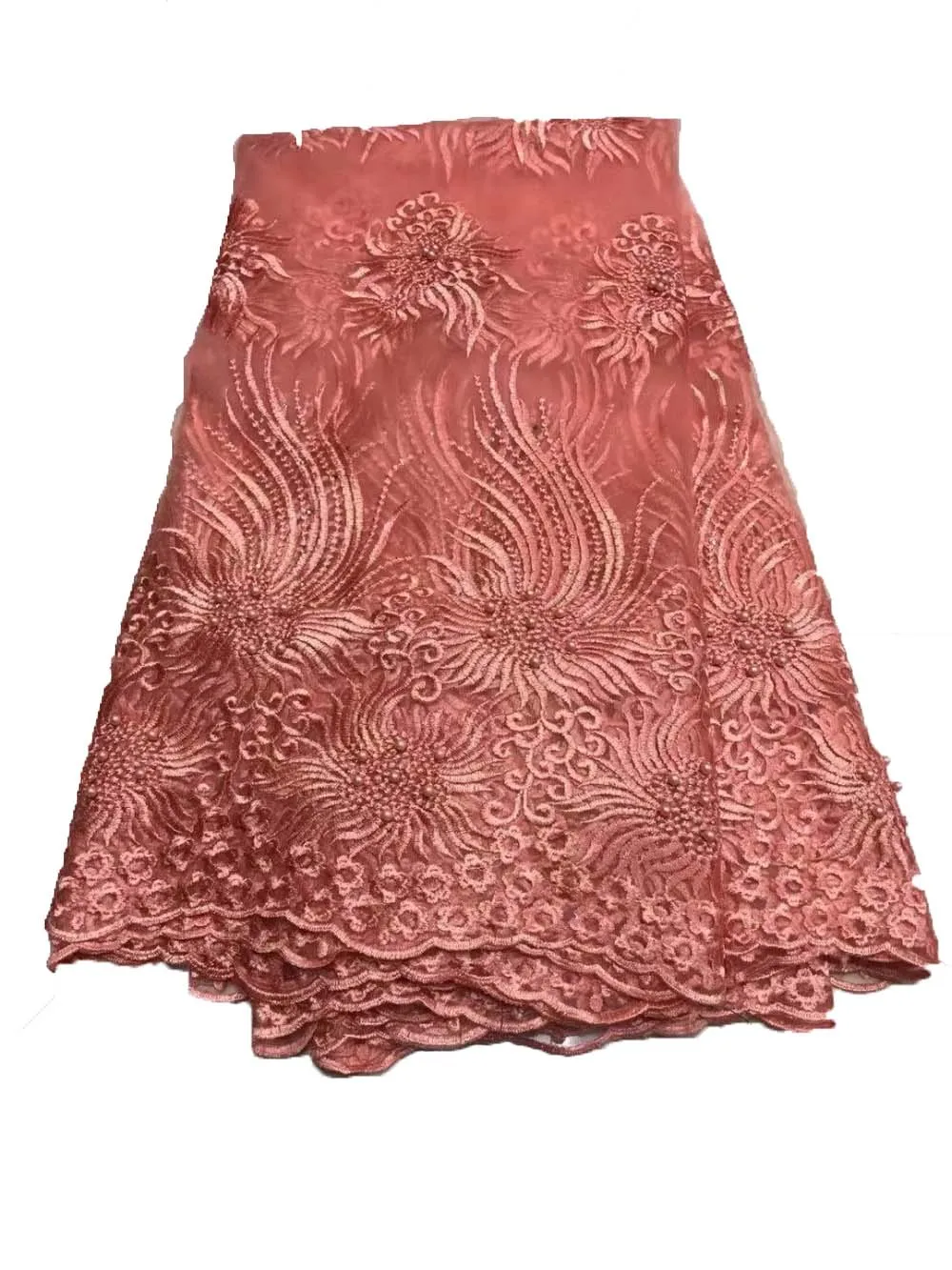 

5yard dirty pink heavy 3D flowers handmade beading wedding/evening dress lace fabric BE25
