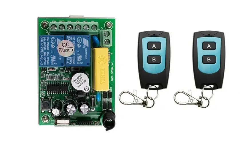 

AC220V 2CH 10A Radio Controller RF Wireless Relay Remote Control Switch 315 MHZ 433 MHZ 2Transmitter+1 Receiver