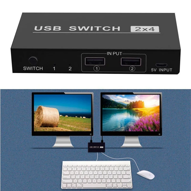 Usb-переключатель 2X4 4 Usb порта функция памяти Usb 5 В 2,0 Обмен 4 устройства для принтера клавиатура мышь монитор селектор