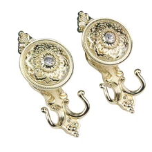 Пара розы Стиль драпировки Шторы Holdbacks Tieback Крючки(яркий золотой