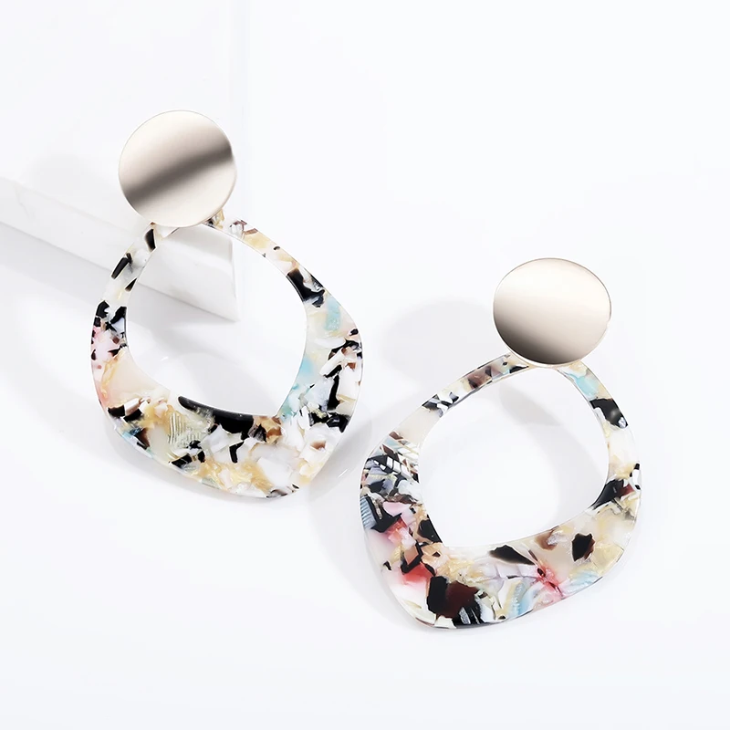 New Fashion Jewelry Classic Bright Color Geometry Earings for Women Irregular Resin Polygon Statement Drop Earrings Long Brincos |