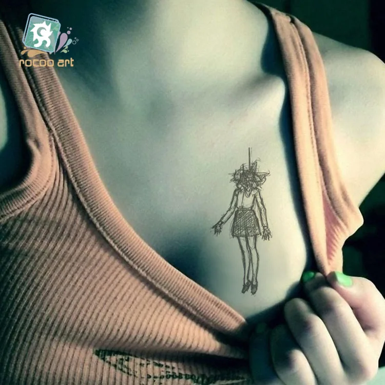 

RC-444/Newest 2016 Disposable Waterproof Fake Tattoo Scrawl Black Girl Body Temporary Tattoos Sticker Black Taty
