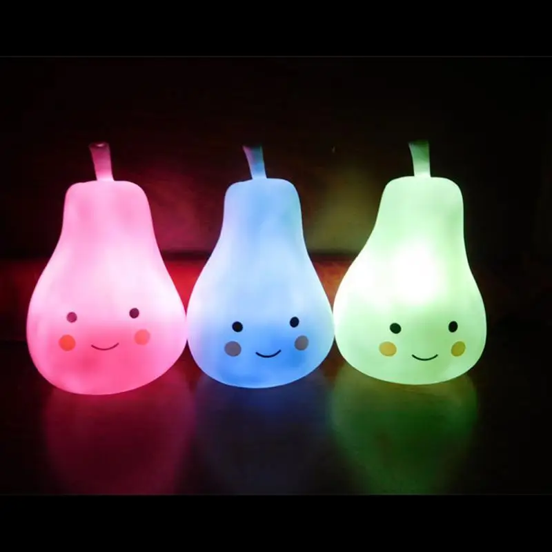 AKDSteel Batteries Powered PVC Children Pear Shape LED Night Light Baby