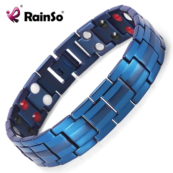 

Rainso Germanium Bracelets Negative ions Magnetic Elements Titanium Blue Plated Bracelet Men Accessory Sport Bangles for Men