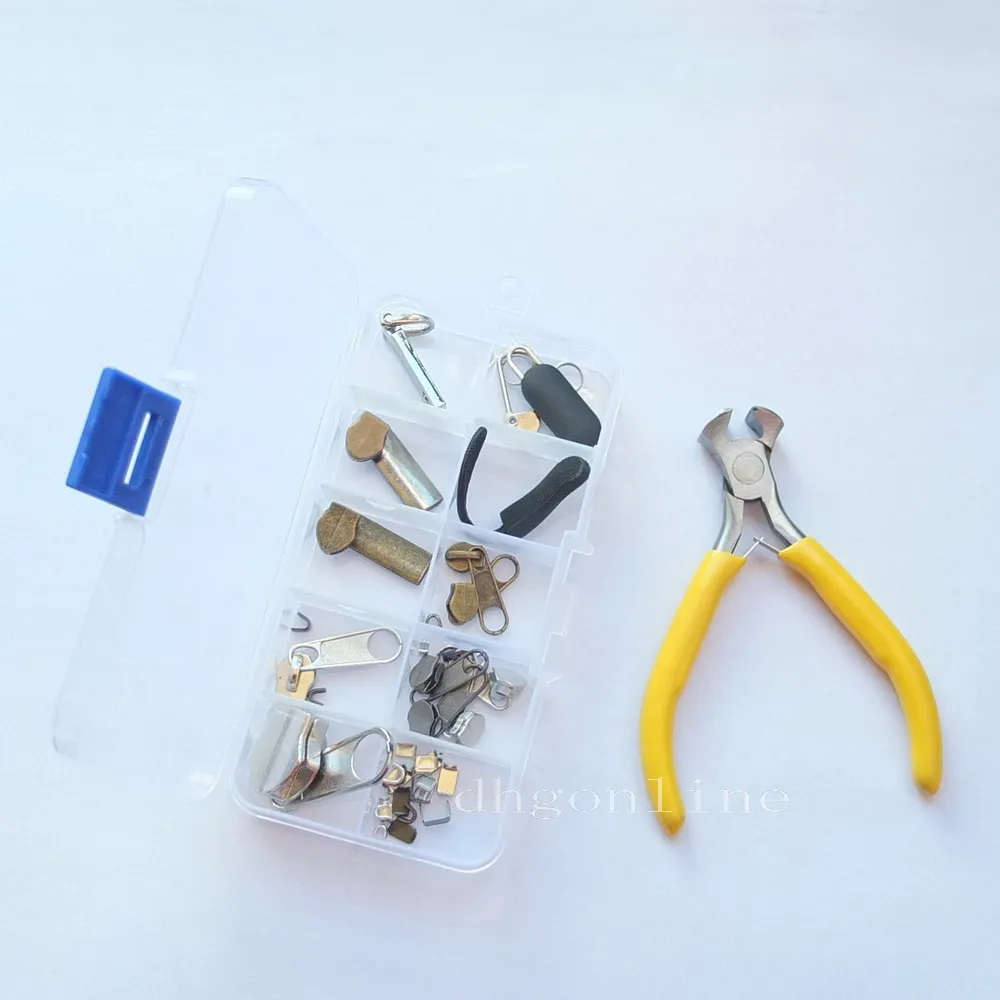 

One Tool + One Box Zipper Repair Kit Solution Fixer Pull Tab Replacement Clothing Bag Trouser