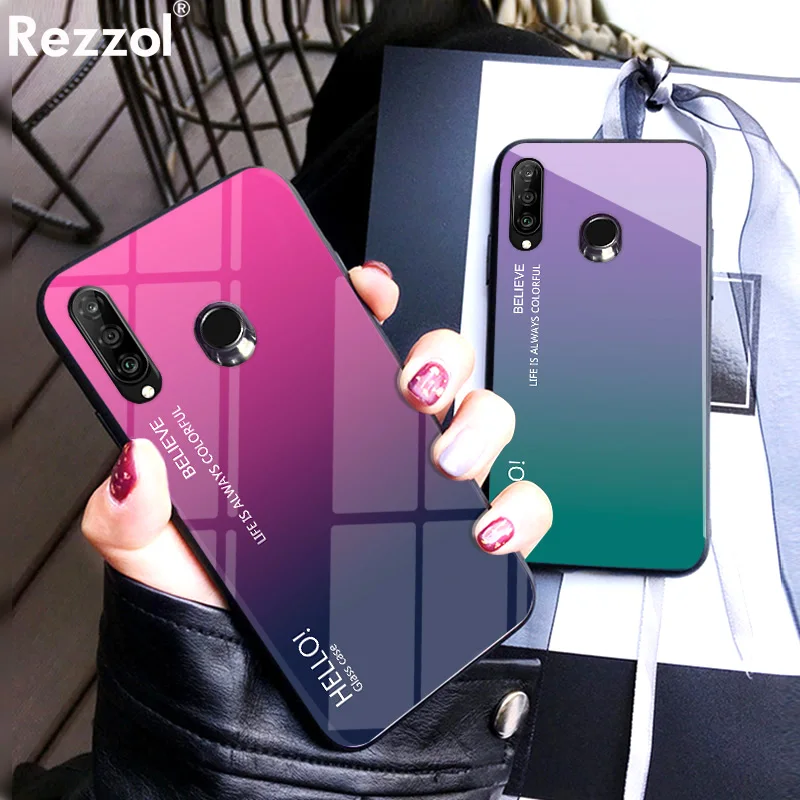 Чехол из закаленного стекла с градиентом для huawei honor 20 s мягкий силиконовый чехол