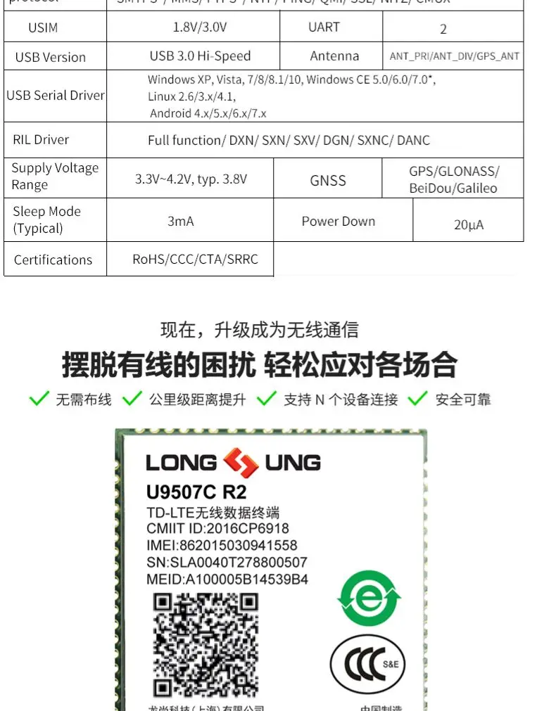 U9507C R2 длинные UNG LTE Cat7 высокий Скорость 300 Мбит/с(DL) и