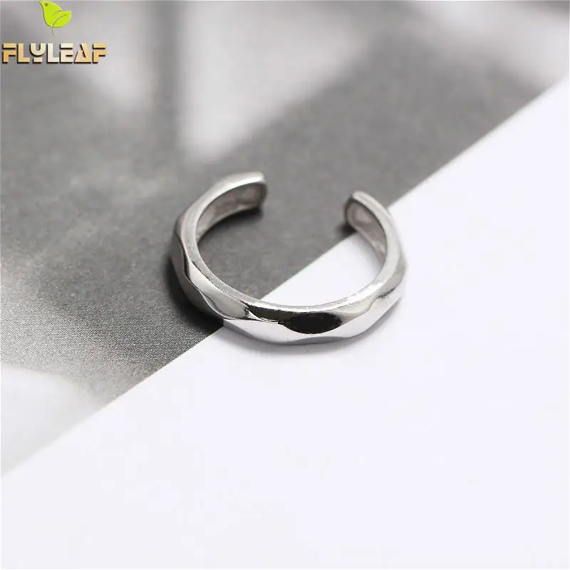 

Flyleaf 925 Sterling Silver Rings For Women Personality Smooth Irregular Geometric Section Fashion Fine Jewelry Open Ring Simple