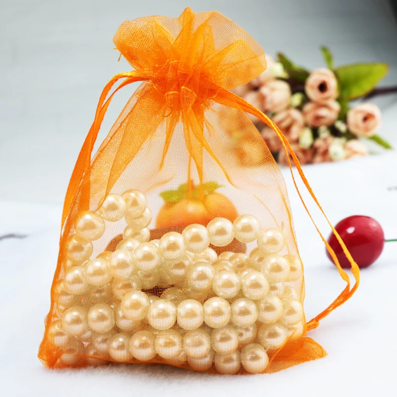 

Wholesale 200pcs/lot High Quality 15x20cm Organza Bag Orange Color Wedding Favors Candy Gift Bag Jewelry Packaging Bags Pouches