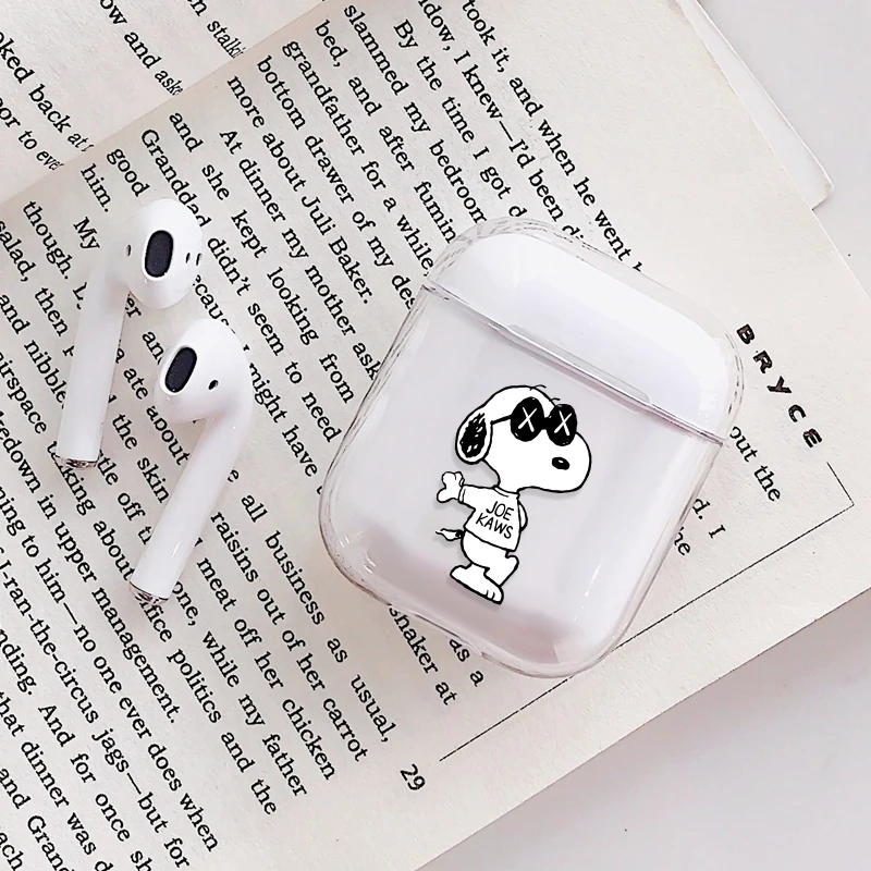 Прозрачный беспроводной чехол для зарядки наушников для AirPods 1 2 Жесткий ПК милый мультяшный узор Bluetooth коробка гарнитура чехол