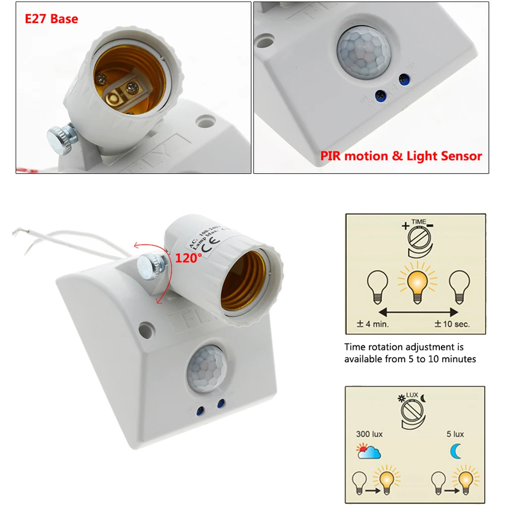 E27 лампа база инфракрасный PIR сенсор управление светом звуком сенсор лампа держатель Звук управление Держатель автоматический настенный светильник лампа Разъем