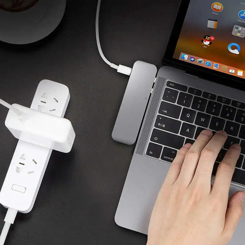 7 в 1 2 Usb порта двойной тип c концентратор док станция Поддержка 4k x 2k Hdmi Sd/Tf