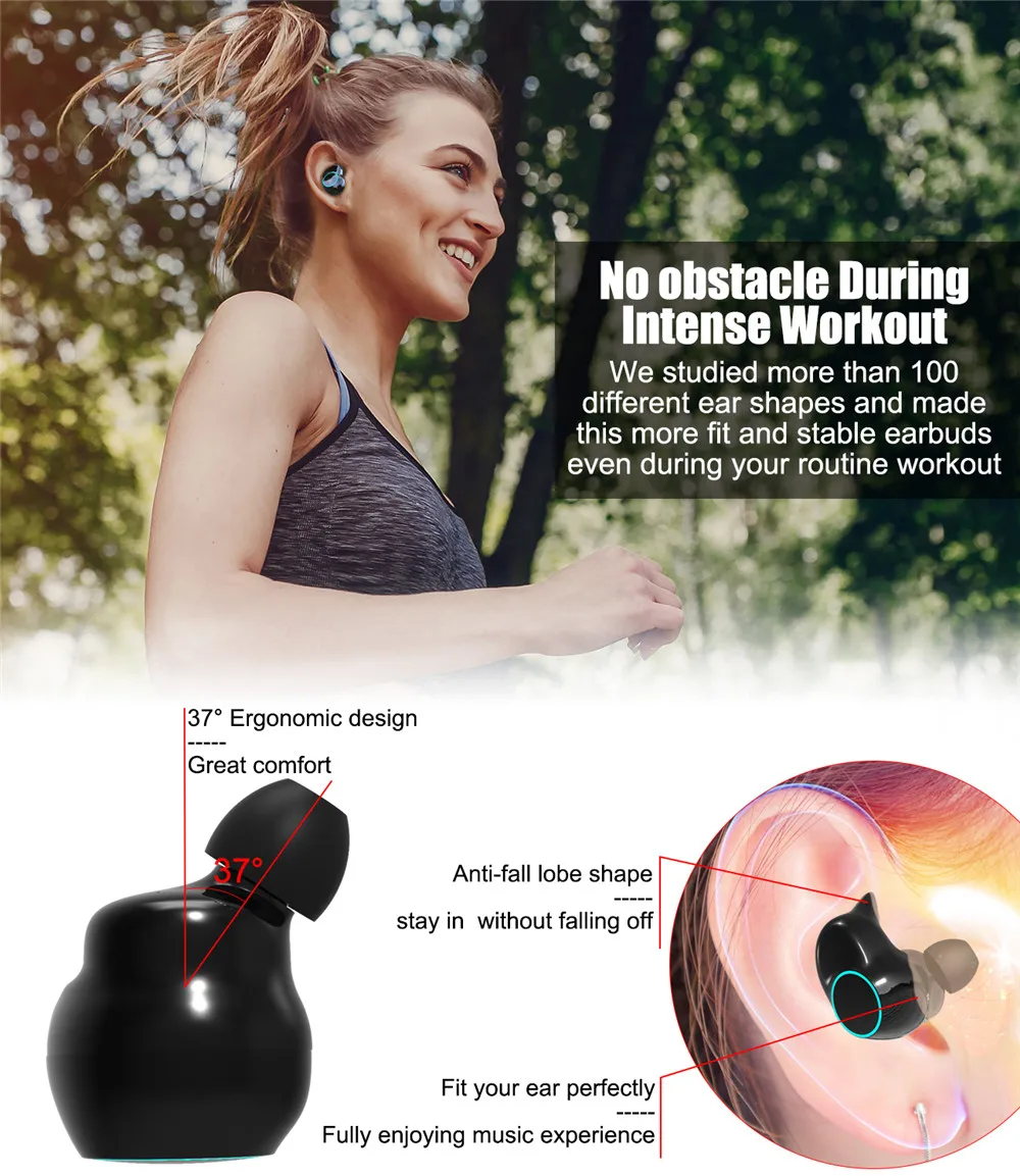 ONIKUMA T3 TWS True Wireless Headphones Bluetooth 5.0 Earphones Cordless Sports Earbuds Headsets Handsfree with Microphone (7)