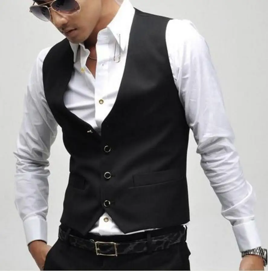 Business men vest four grain of buckle cheap high quality custom men's suit vest friends leisure