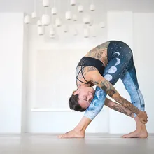 Женские штаны для йоги с эффектом омбре и лунным принтом, для бега, фитнеса, спортзала, активного спорта, леггинсы для женщин, Wokout, колготки, одежда, спортивная одежда# H