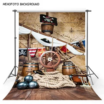 

Photography Backdrop Pirate Ship Deck Navigation Theme Map Background Newborn Photo Booth Custom Background Photo Studio S-3192