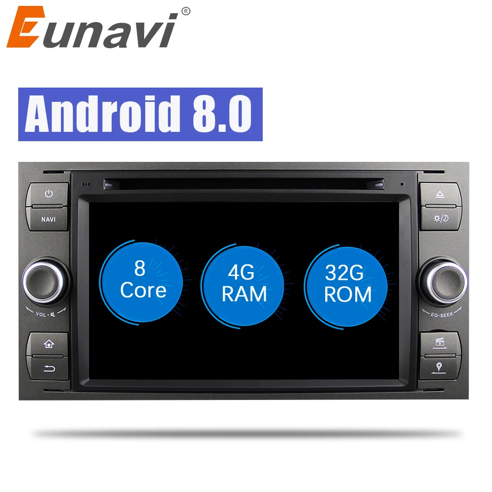 

Eunavi 2 Din Octa 8 Core Android 8.0 Car DVD Player GPS Navigation WIFI 4G for FORD S-Max Kuga Fusion Transit Fiesta Focus II