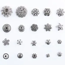 Около 130/200 шт./лот, заглушки из цинкового сплава, античные посеребренные бусины для изготовления ювелирных изделий, смешанный размер