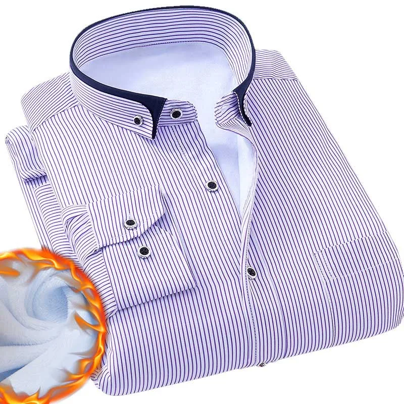 MFERLIER, мужские рубашки, 5XL, 6XL, 7XL, 8XL, обхват груди 136 см, зима, осень, большой размер, длинный рукав, сохраняющий тепло, плюс размер, повседневные рубашки для мужчин - Цвет: M3-711