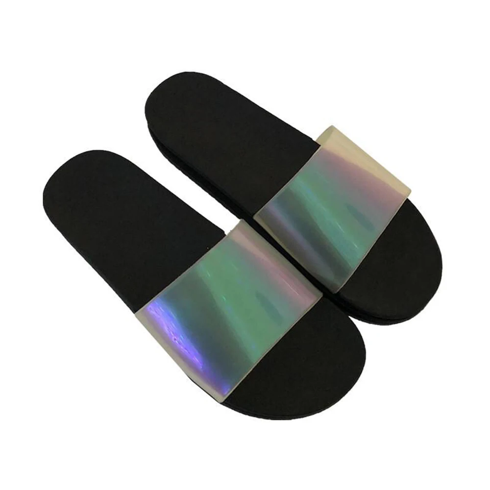 

Fashion Slides Women Sandals Laser Light Sparkly Flats jelly Shoes Indoor House Slippers waterproof summer beach Sandals