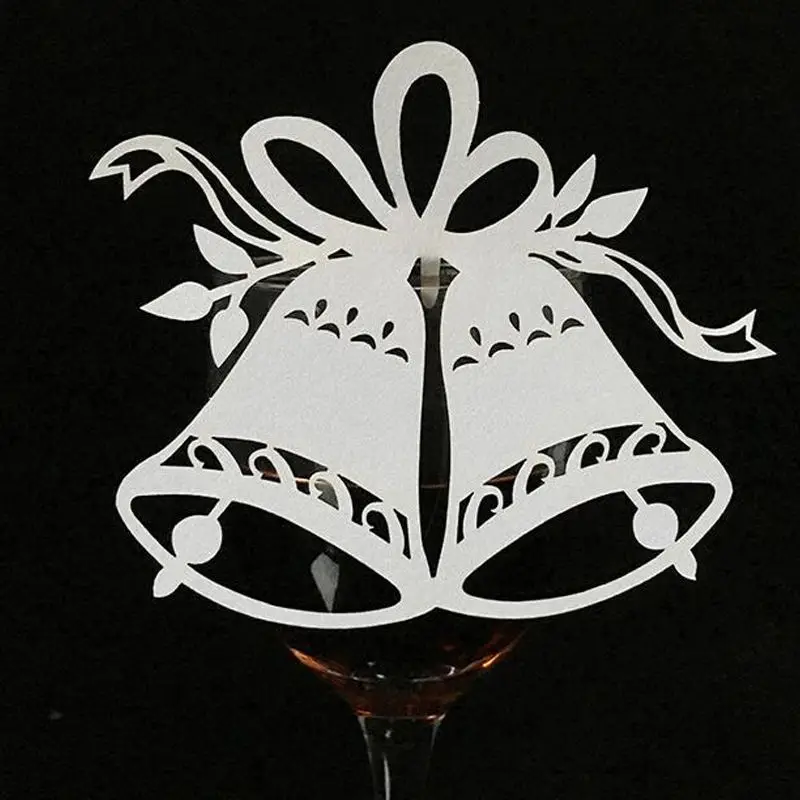 50pcs Christmas Bells Laser Cut Table Place Cards Name Number for Wedding birthday Party Decoration favor