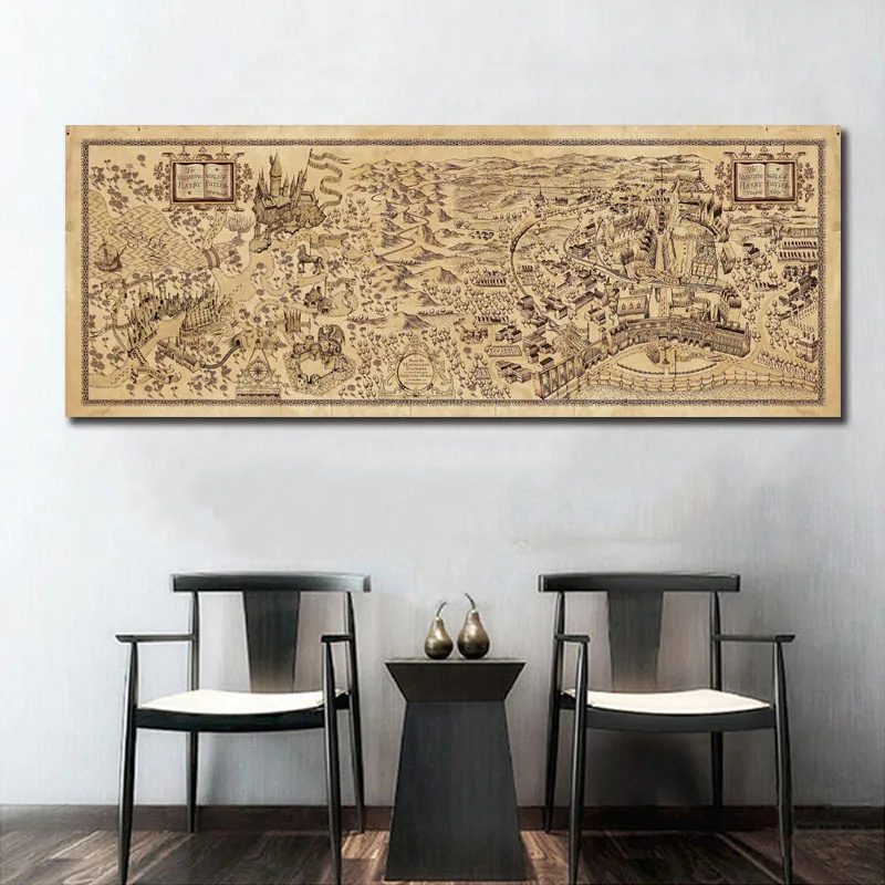 

Map of The Wizarding World of Harry Potter Movie Wall Art Wall Decor Silk Prints Art Poster Paintings For Living Room No Frame