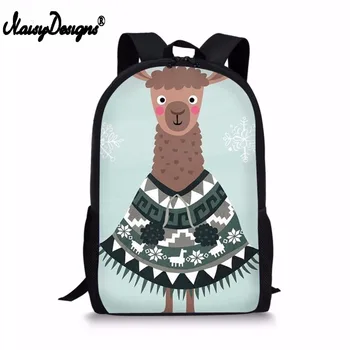 

NOISYDESIGNS Customzied Backpack For Student Alpaca Printing 3D School Supplies Bag Notebook Bag For Boys Girls Shoulder Mochila