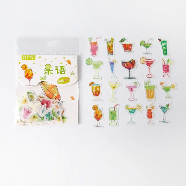 Mr.paper 40Pcs/bag 24 Designs Cute Diary Sticker Scrapbooking Heart Beat Series Japanese Kawaii Creative Stationery Deco Sticker Fruit Juice