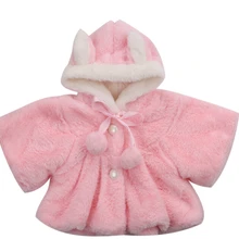 Милая одежда для малышей для девочек, теплая зимняя одежда с ворсом 3D уха Пальто с капюшоном для девочек зимняя куртка, плащ-накидка, детская одежда длинные рукава зимние блузки; одежда для маленьких девочек