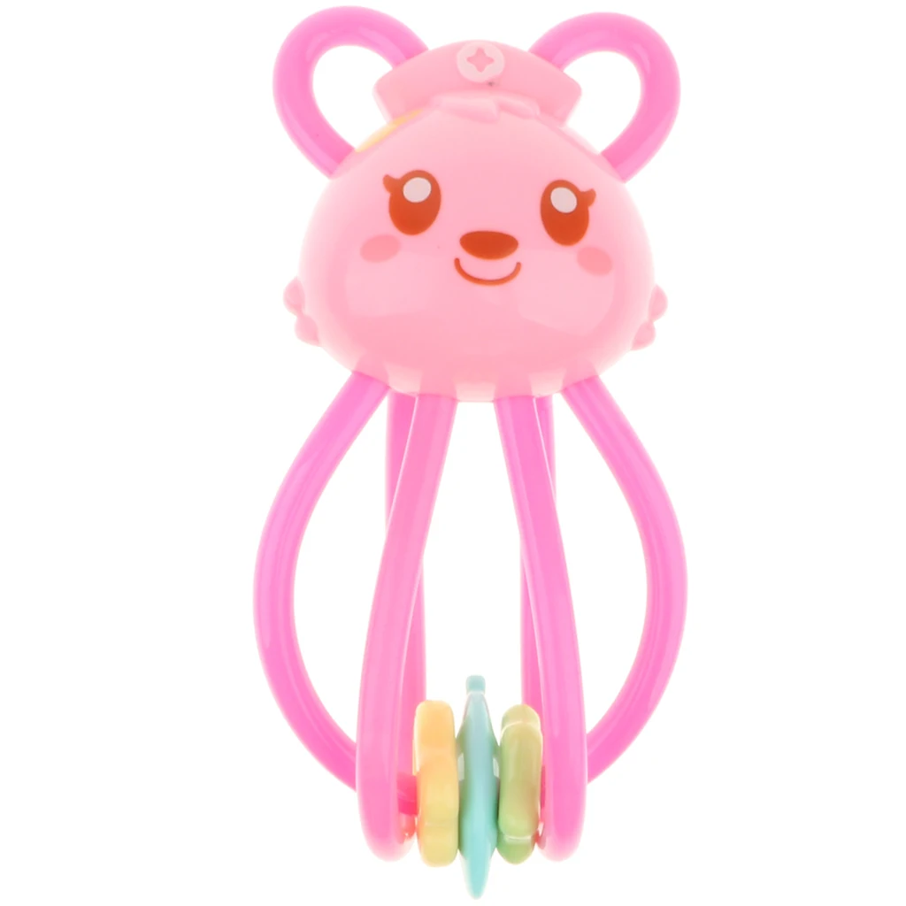 Baby Teether Ring & Rattle Teething Toys - TPU Food Grade Material - Easy To Hold Soft Bendable - Rabbit