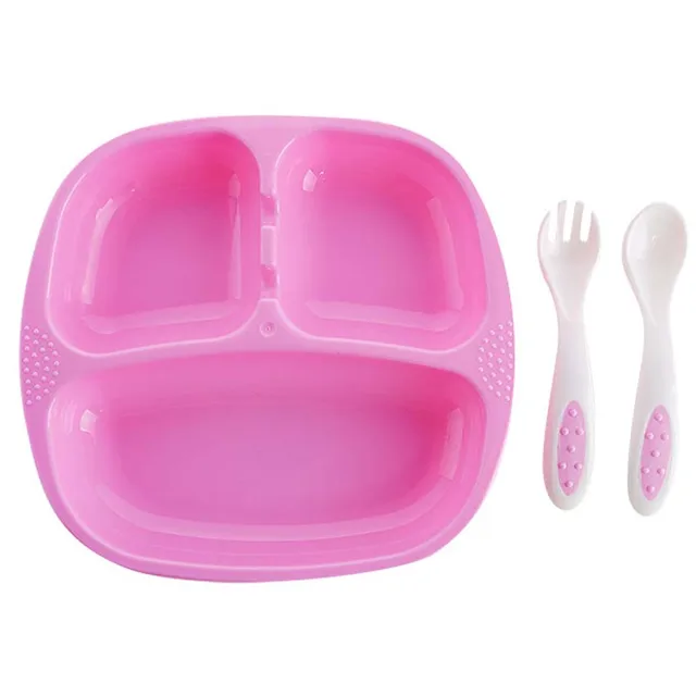 Baby Feeding Dishes Set Bowl Plate Forks Spoon Kids Dinnerware PP