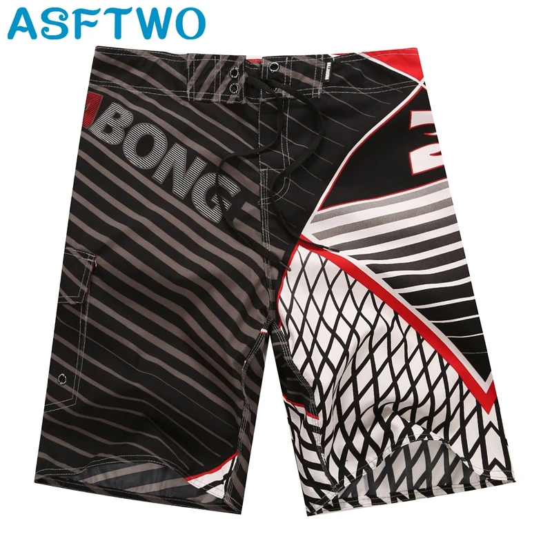 

ASFTWO Trunks For Mens Bermuda Printed Beach Sports Swimwears Shorts Quick Dry Polyester Surf Shorts Male XL XXL