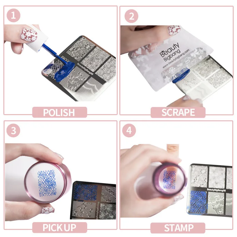 BeautyBigBang 4 см Набор для дизайна ногтей прозрачный желе штамп Зефир штамповочная пластина штамп скребок для ногтей штамповка шаблон