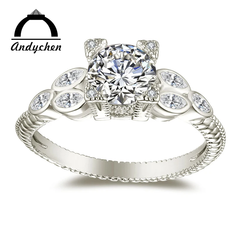 AndyChen White Gold &amp Rose Color Round AAA High Quality Zircon Wedding Rings for Women Jewelry accessories Size 5-12 H1357 | Украшения и