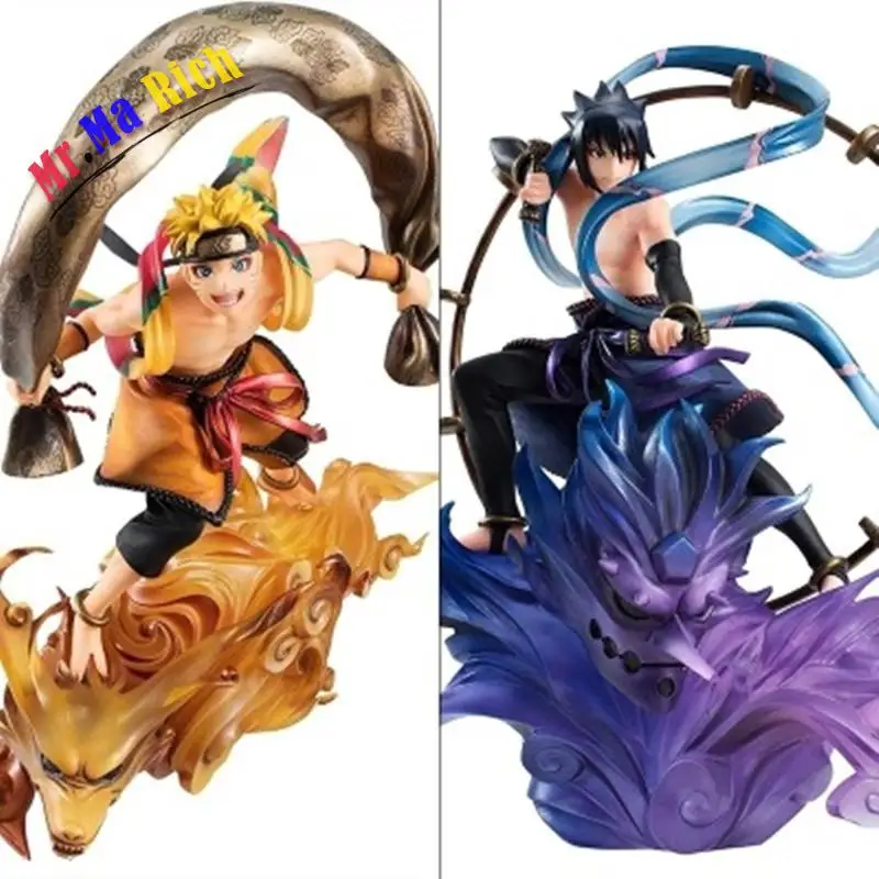 

New Arrival Japan Anime Action Figure NARUTO Uzumaki Naruto Uchiha Sasuke Wind Ver Model 18cm PVC Fighting Gift Doll Brand New