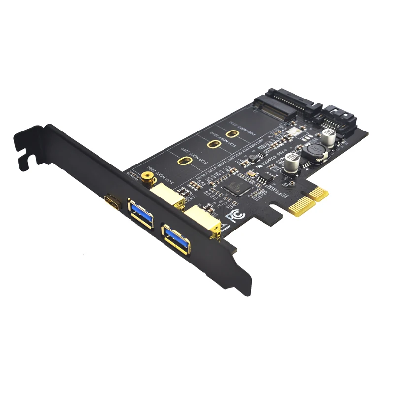2x USB 3,0 и type-c M.2 адаптер PCIe M2 SSD SATA B Ключ к PCI-e 3,0 Контроллер конвертер Riser Card для 2280 2260 2242 2230 NGFF