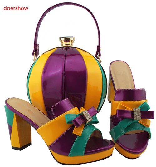 

doershow beautifulItalian Shoe with Matching Bag Set Decorated with Appliques African Shoe and Bag Set To Match for Party!BF1-23