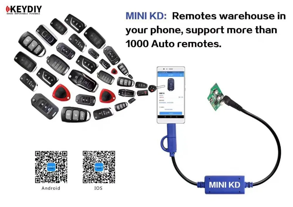 

Cheapest Mini KD Remote Key Maker/Generator Warehouse in Your Phone Support Android Device Make More Than 1000 Auto Remotes