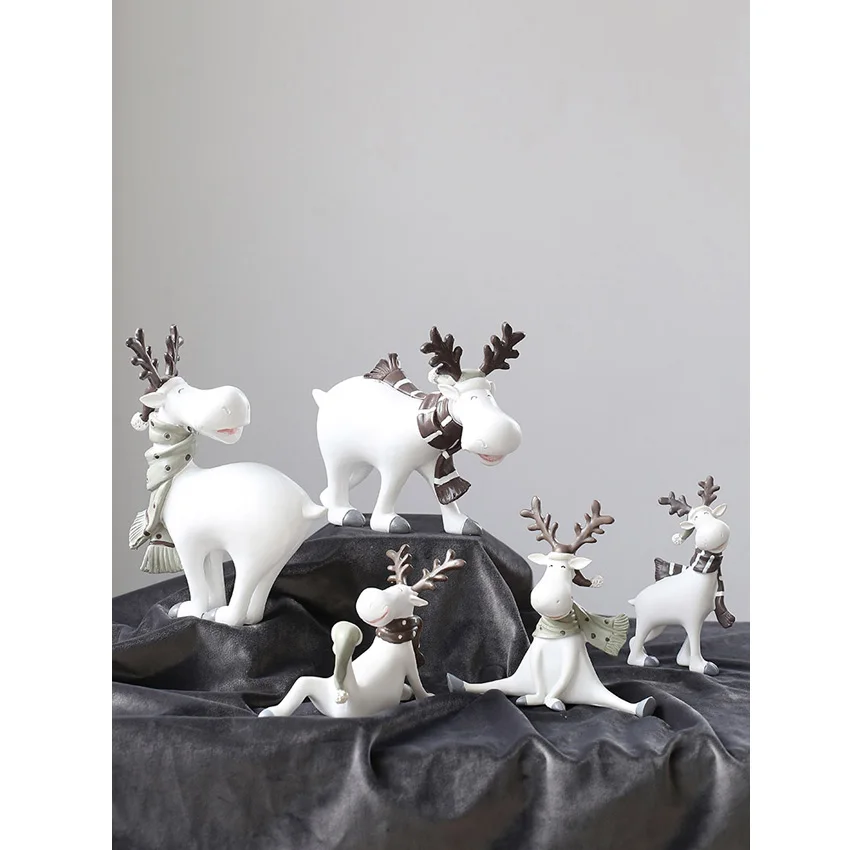 Modern Deer Family Resin Crafts Cute Animal Figurines And Miniatures Fairy Garden Accessories Creative Wedding Gifts Home Decor | Дом и сад