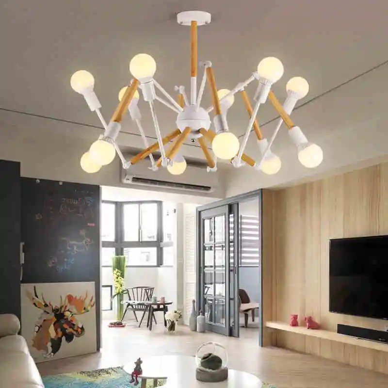 New Nordic decorations wood Spider Pendant Light Vintage industrial Nordic Loft Retro antique restaurant dining Pendant Lamp