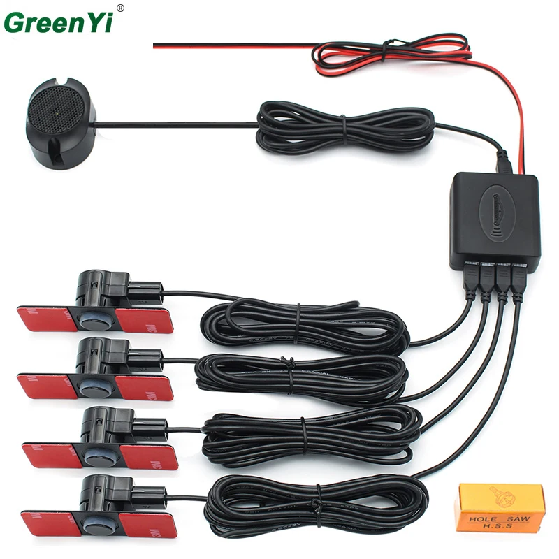 

4 PCS 6 Colors 13MM Original Flat Sensors Car Parktronic Parking Sensors Reverse Backup Radar Detector With Adjustable Buzzer
