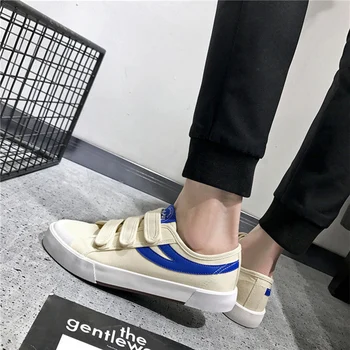 

Great Autumn Spring New Comfortable and Breathable Canvas Shoes Low-top Hook & Loop Men's Shoes Concise Casual Sports Shoes Men