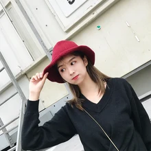 HT1442 новые женские зимние шапки повседневные однотонные простые Кепка с покрывалом элегантные теплые вязаные шапки женские стильные Панамы