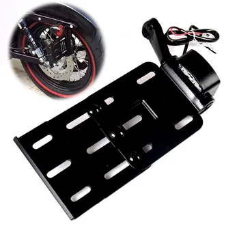 

Black Telescopic Folding LED Light Side Mount License Plate For Harley 2004UP Sportster XL 883 1200 48 Models