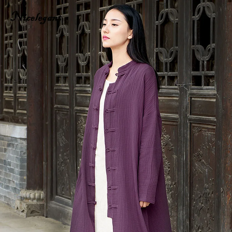 Nicelegant 2018 Autumn Coat Women Original Chinese Style Trench Female