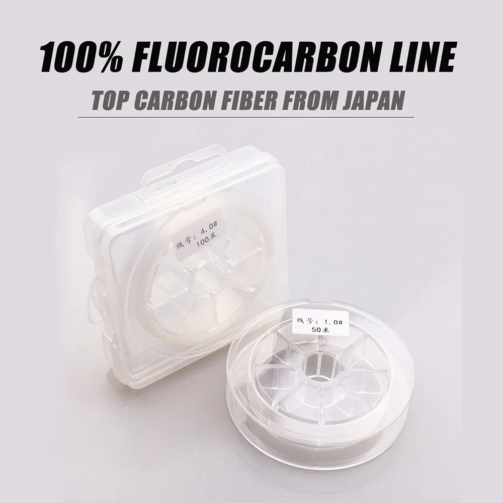 

50M 100M 2.67-80.01LB Fluorocarbon Fishing Lines High Quality Carbon Fiber Fly Fishing Line Clear Color Lure Leader Line