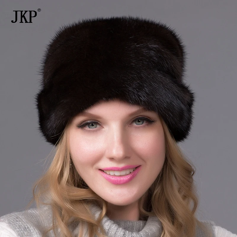 Зимняя Взрывная модель, простая шапка из меха норки, вязаная шапка, элегантная Европейская и американская мода, женская шапка с ушками, DHY-46