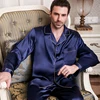 Genuine Silk Pajamas Male Spring Summer Long-Sleeve Pants Two-Piece Pyjama Sets 100% Silkworm Silk Men's Sleepwear T9002 ► Photo 2/6