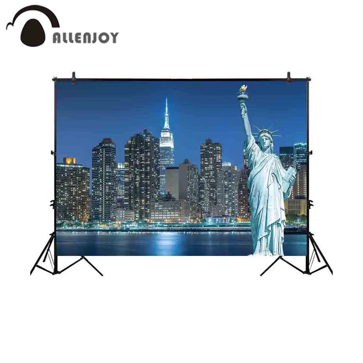 Allenjoy Нью-Йорк фон для фото ночного города Статуя Свободы фон фотосессия Опора photocall photobooth ткань